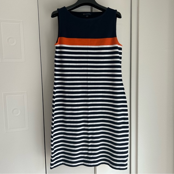 Brooks Brothers Dresses & Skirts - Brooks Brothers Navy/Orange Striped Cotton Dress Medium
